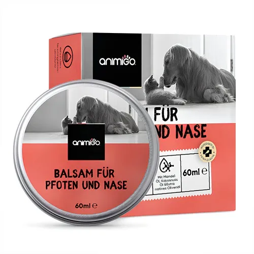 Nase & Pfotenbalsam für Hund und Katze - 60ml Balsam - Spendet Feuchtigkeit & beruhigt Pfoten und Nase - Mit Sheabutter, Mandel-, Oliven- und Kokosöl